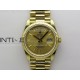Day Date 128238 Gain Weight YG QF 1:1 Best Edition Gold Dial Stick Markers on YG President Bracelet
