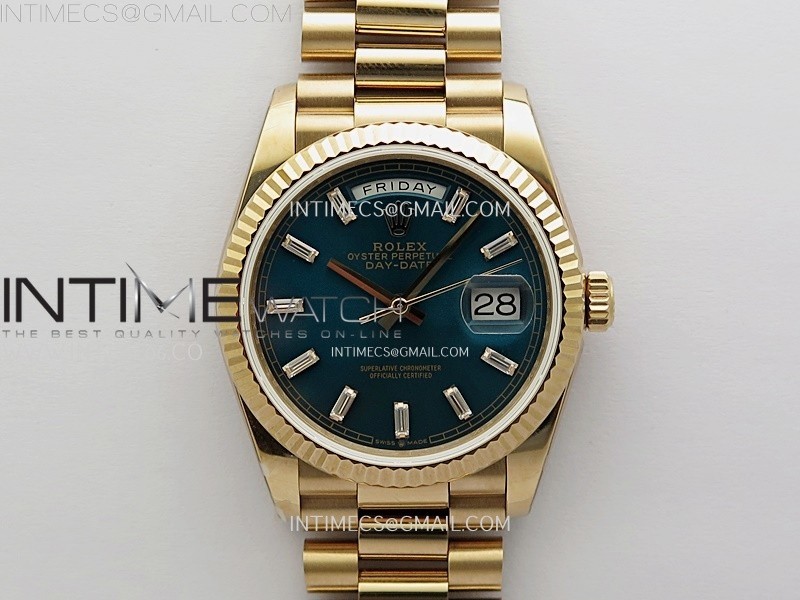 Day Date 128235 Gain Weight RG QF 1:1 Best Edition Blue Dial Diamond Markers on RG President Bracelet