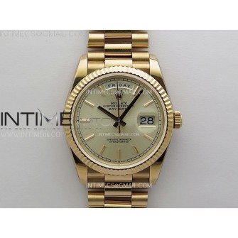 Day Date 128235 Gain Weight RG QF 1:1 Best Edition Champagne Dial Stick Markers on RG President Bracelet