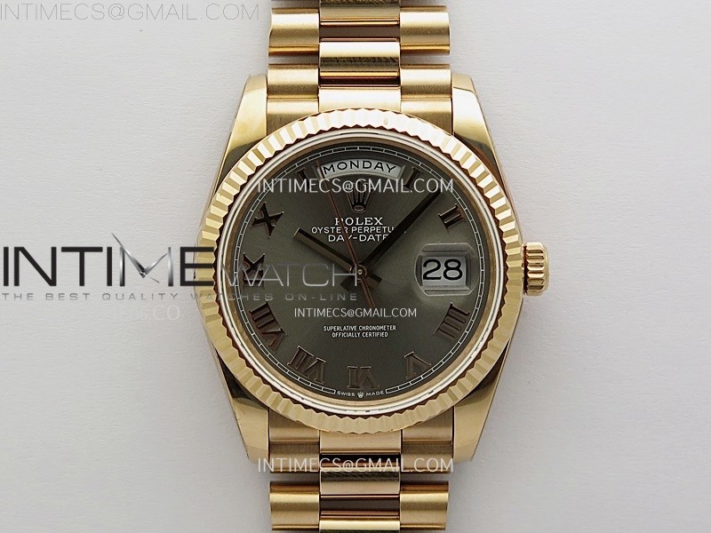 Day Date 128235 Gain Weight RG QF 1:1 Best Edition Gray Dial Roman Markers on RG President Bracelet
