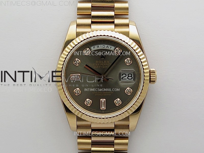 Day Date 128235 Gain Weight RG QF 1:1 Best Edition Gray Dial Diamond Markers on RG President Bracelet