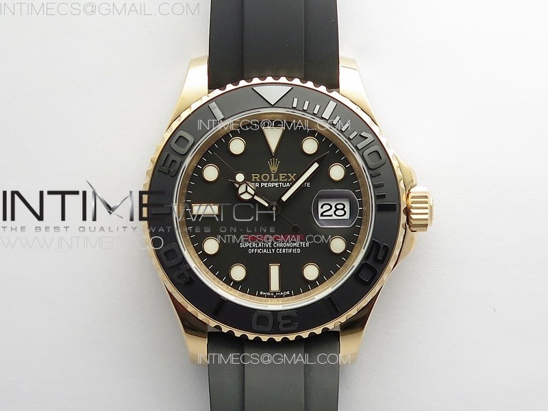 Yacht-Master 116655 40mm 904L RG VSF 1:1 Best Edition Black Dial on Oysterflex Rubber Strap VS3135