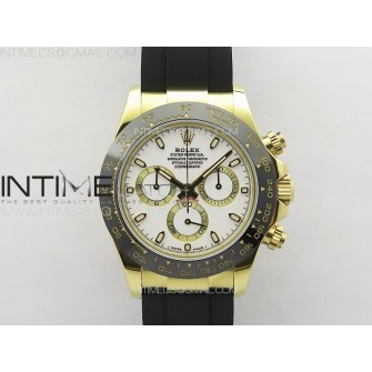 Daytona 116518LN YG APSF Best Edition White Dial Stick Markers On Rubber Strap Slim A7750