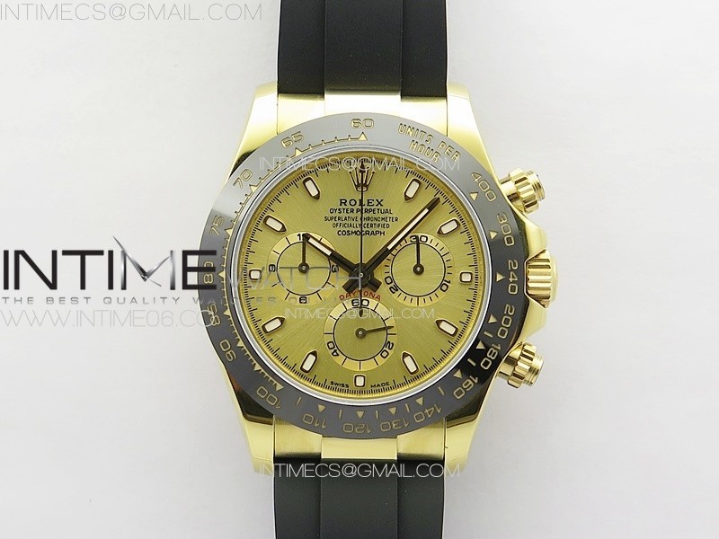 Daytona 116518LN YG APSF Gold Dial Stick Markers On Rubber Strap Slim A7750