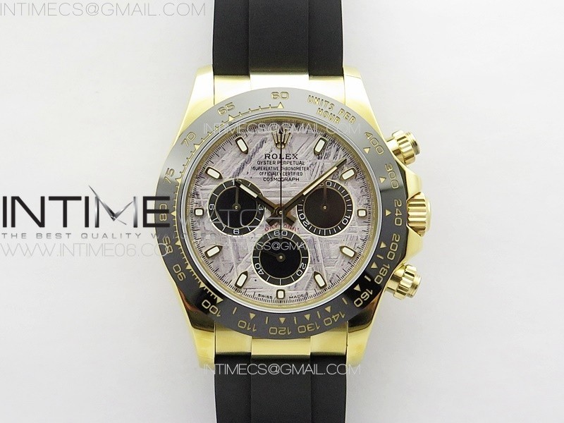 Daytona 116518LN YG APSF Best Edition Meteorite Dial Sticks Markers On Rubber Strap Slim A7750