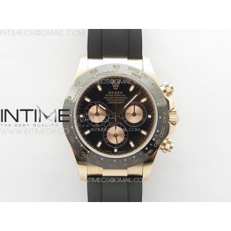 Daytona 116518LN RG APSF Black Dial Stick Markers On Rubber Strap Slim A7750