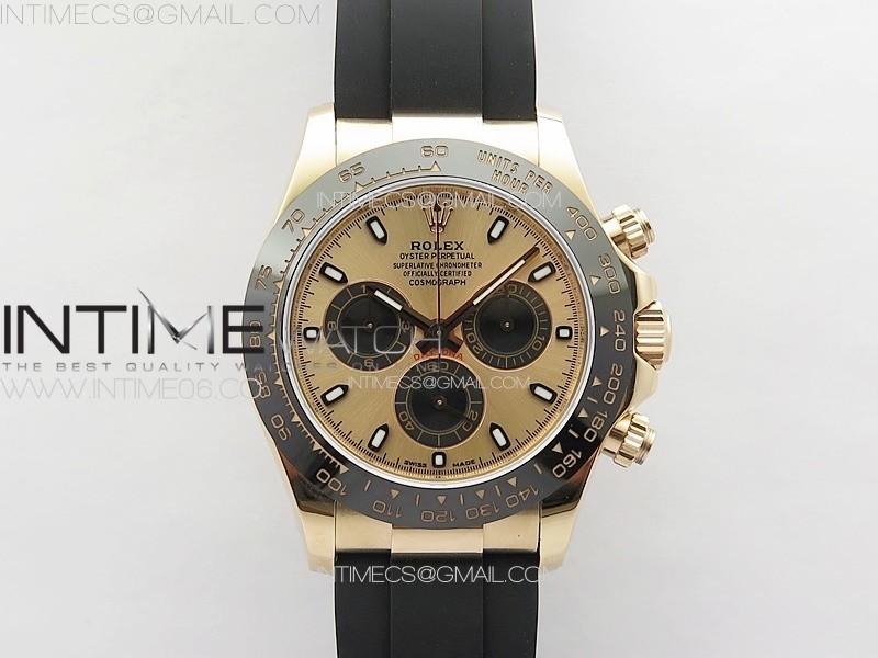 Daytona 116518LN RG APSF RG Dial Stick Markers On Rubber Strap Slim A7750