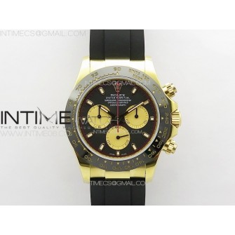 Daytona 116518LN YG APSF Best Edition Black Dial Gold Subdials On Rubber Strap Slim A7750