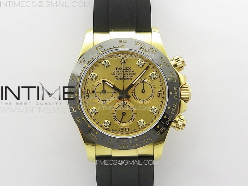 Daytona 116518LN YG APSF Best Edition YG Dial Crystals Markers On Rubber Strap Slim A7750