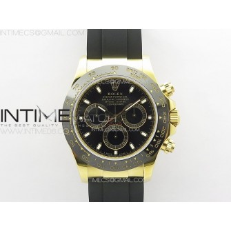 Daytona 116518LN YG APSF Best Edition Black Dial Stick Markers On Rubber Strap Slim A7750