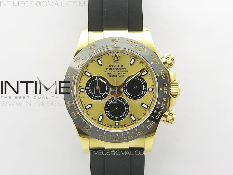 Daytona 116518LN YG APSF Best Edition YG Dial Stick Markers On Rubber Strap Slim A7750