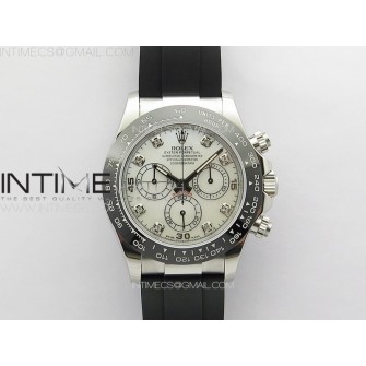 Daytona 116519LN APSF White MOP Dial Crystals Markers On Rubber Strap Slim A7750