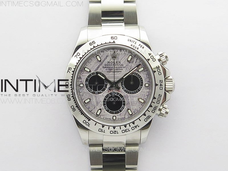 Daytona 116506 APSF Meteorite Dial Sticks Markers On SS Bracelet Slim A7750