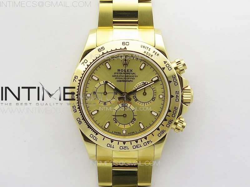 Daytona 116508 YG APSF Gold Dial Stick Markers On YG Bracelet Slim A7750