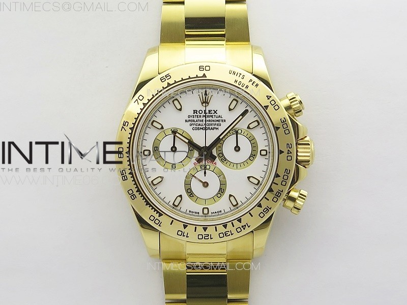 Daytona 116508 YG APSF White Dial Stick Markers On YG Bracelet Slim A7750