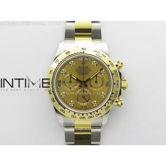 Daytona 116503 YG/SS APSF Gold Dial Crystals Markers On YG/SS Bracelet Slim A7750