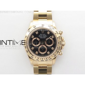 Daytona 116506 RG APSF Black Dial Crytals Markers On RG Bracelet Slim A7750