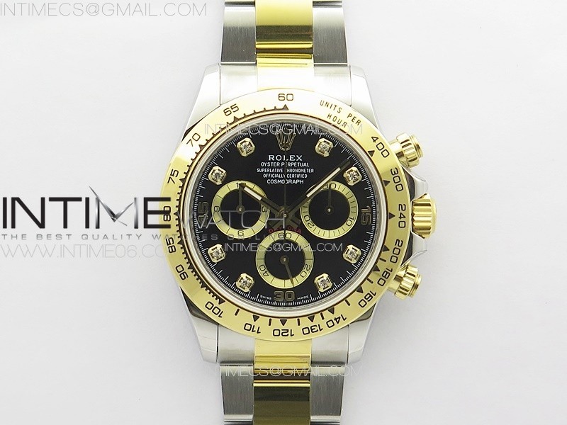 DAYTONA 116503 YG/SS APSF BLACK DIAL YG SUBDIAL CRYSTAL MARKERS ON YG/SS BRACELET SLIM A7750