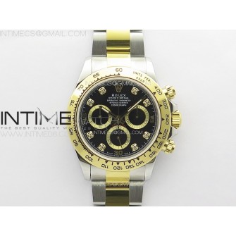 DAYTONA 116503 YG/SS APSF BLACK DIAL YG SUBDIAL CRYSTAL MARKERS ON YG/SS BRACELET SLIM A7750