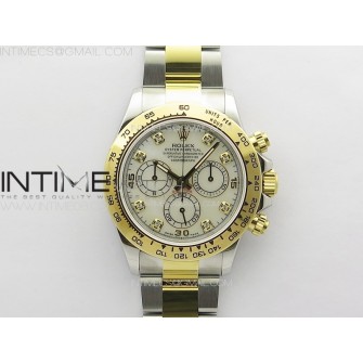 Daytona 116503 YG/SS APSF White MOP Dial Crystals Markers On YG/SS Bracelet Slim A7750