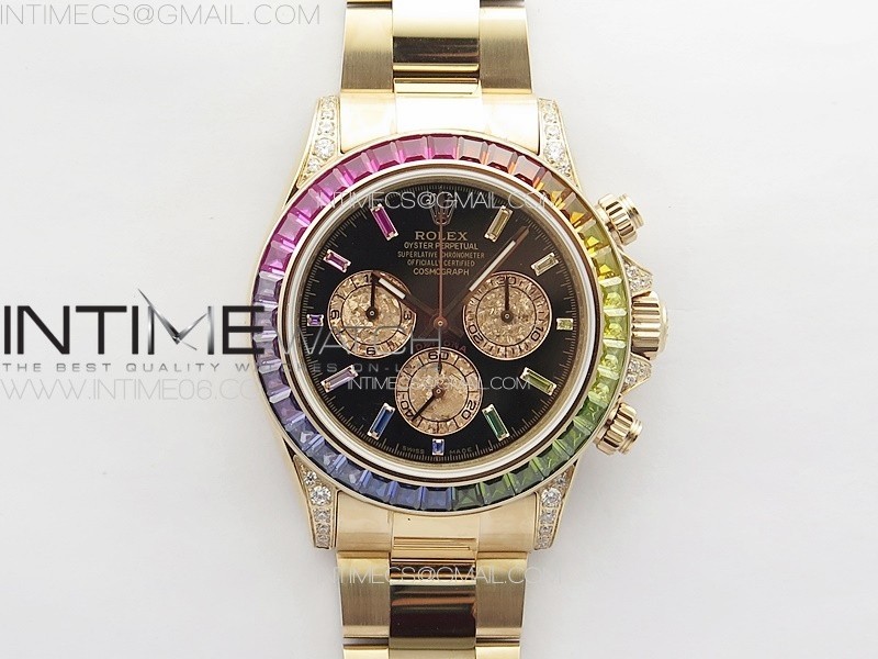 Daytona 116595 Rainbow RG APSF Best Edition Black dial On RG Bracelet A7750