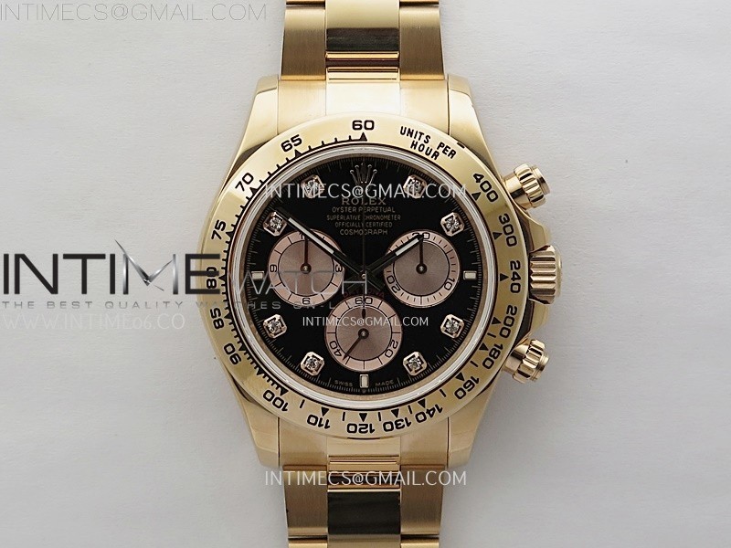 Daytona 126509 904L RG QF Best Edition Black Dial RG Subdial Diamonds Markers On 904L RG Bracelet SA4131