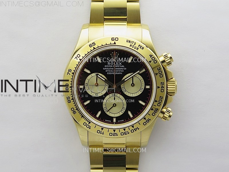 Daytona 126509 904L YG QF Best Edition Black Dial YG Subdial On 904L YG Bracelet SA4131