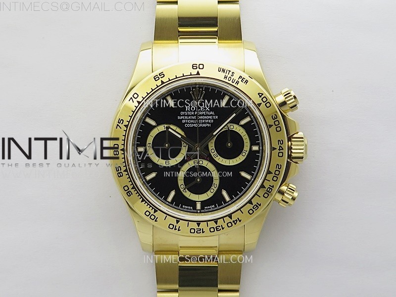 Daytona 126509 904L YG QF Best Edition Black Dial Black Subdial On 904L YG Bracelet SA4131