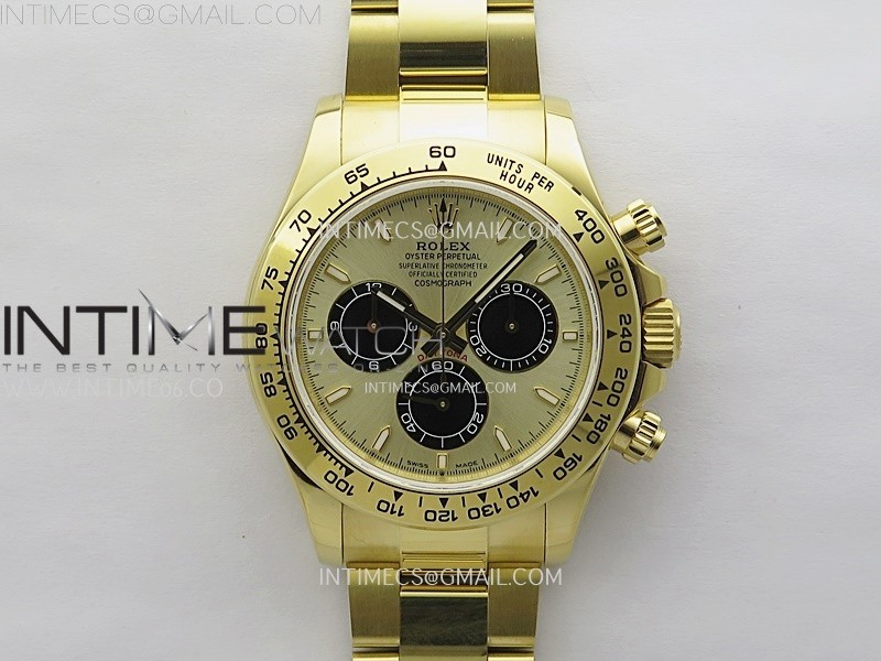 Daytona 126509 904L YG QF Best Edition YG Dial Black Subdial On 904L YG Bracelet SA4131