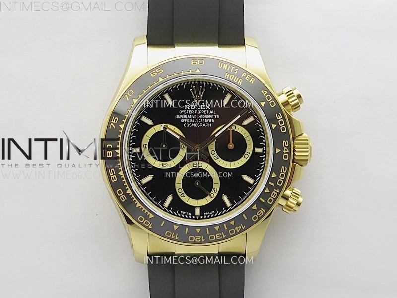 Daytona 126518 904L YG QF Best Edition Black Dial Black Subdial on Oysterflex Strap SA4131