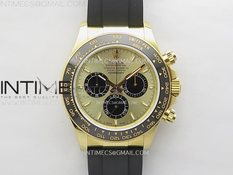 Daytona 126518 904L YG QF Best Edition Gold Dial Black Subdial on Oysterflex Strap SA4131