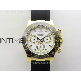 Daytona 116518 YG APSF 1:1 Best Edition White Dial White Subdial on Oysterflex Rubber Strap SH4130