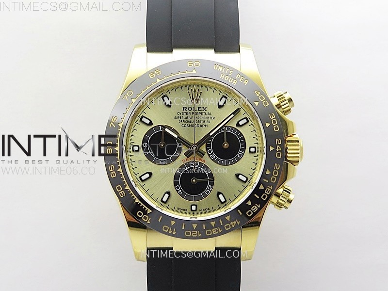 Daytona 116518 YG APSF 1:1 Best Edition YG Dial Black Subdail on Oysterflex Rubber Strap SH4130