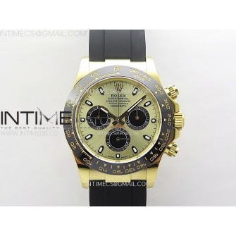 Daytona 116518 YG APSF 1:1 Best Edition YG Dial Black Subdail on Oysterflex Rubber Strap SH4130