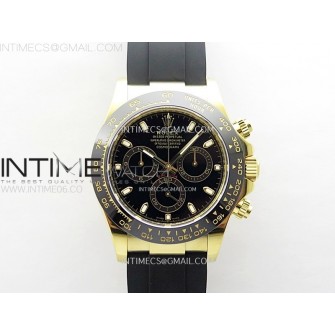 Daytona 116518 YG APSF 1:1 Best Edition Black Dial Black Subdial on Oysterflex Rubber Strap SH4130