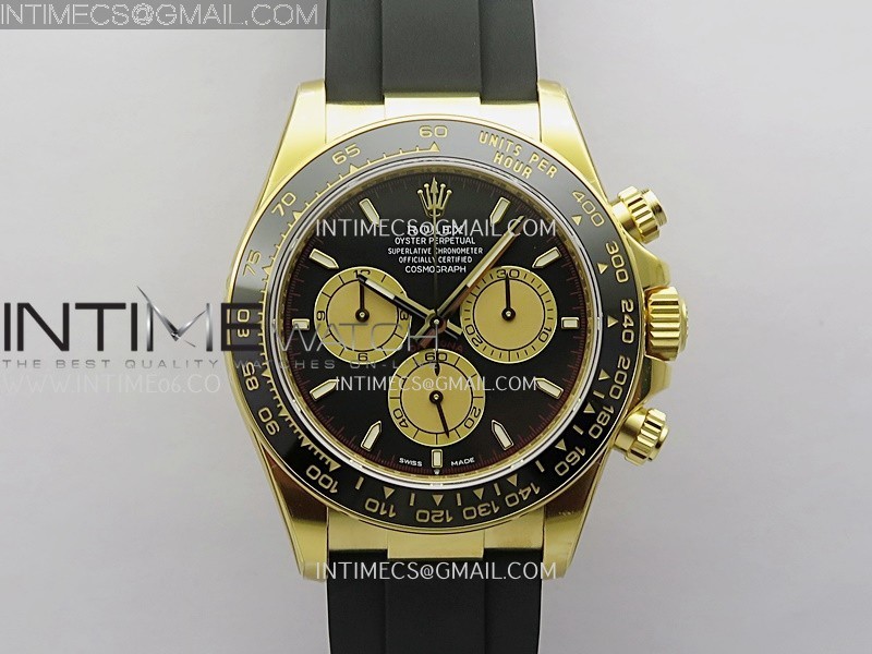 Daytona 126518 Gain Weight VSF 1:1 Best Edition Black Dial Gold Subdial Stick Marker on Oysterflex Strap DD4131