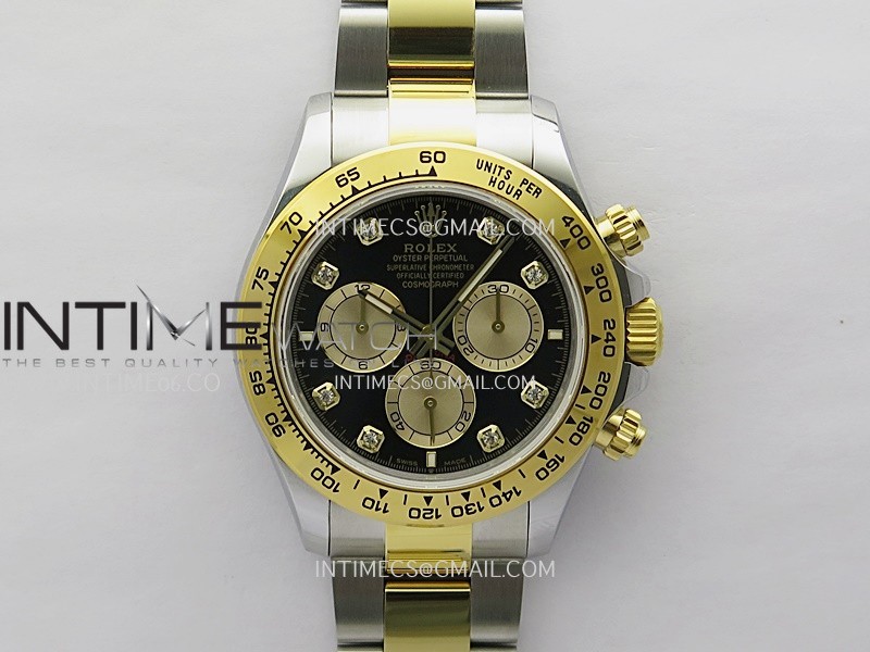 Daytona 126503 SS/YG Gain Weight QF 1:1 Best Edition Black Dial Diamond Marker On Oyster Bracelet SH4131