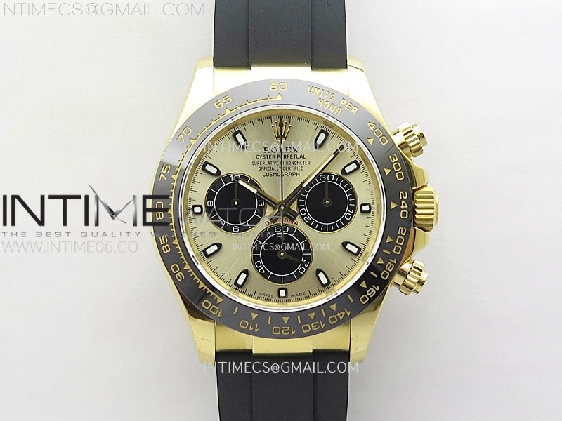 Daytona 116518 QF 1:1 Best Edition YG Dial Black Subdial on Oysterflex Strap SH4130 V3 (Gain Weight)