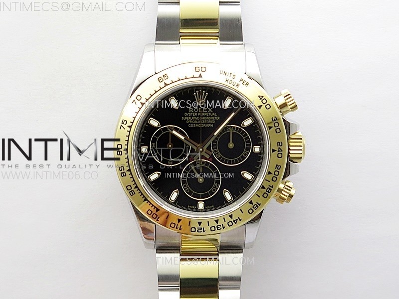Daytona 116503 SS/YG QF 1:1 Best Edition Black Dial on SS/YG Bracelet SH4130 V3 (Gain Weight)
