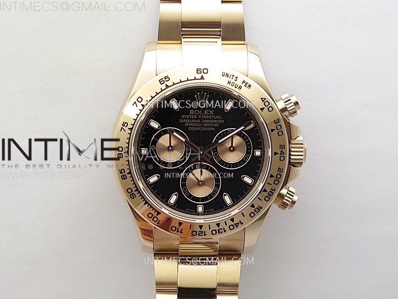 Daytona 116505 QF 1:1 Best Edition Black Dial RG Subdial on RG Bracelet SH4130 V3 (Gain Weight)