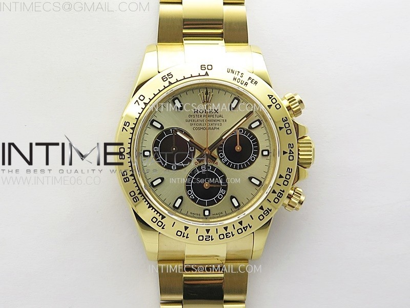 Daytona 116508 QF 1:1 Best Edition YG Dial Black Subdial on YG Bracelet SH4130 V3 (Gain Weight)