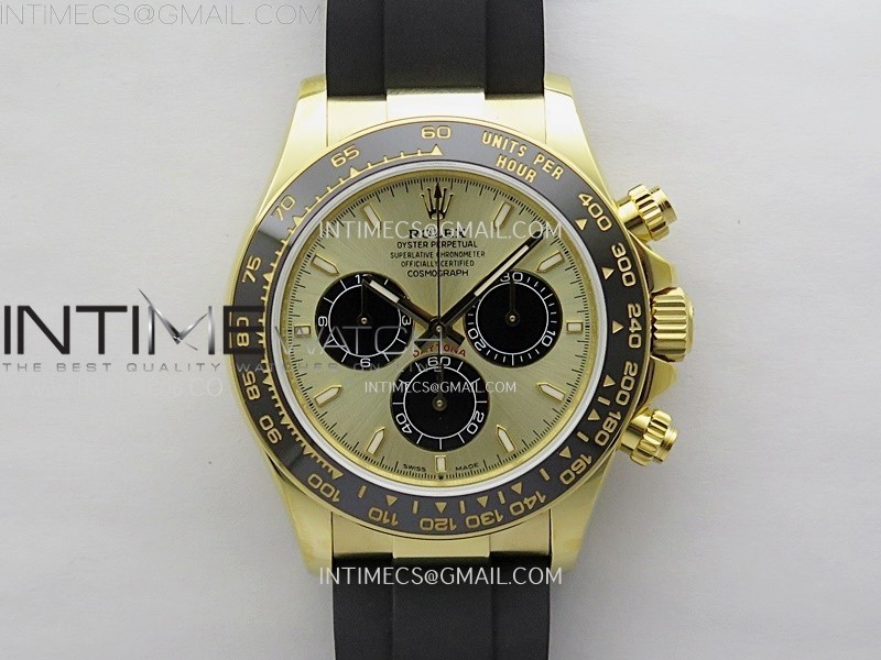 Daytona 126518 QF Gain Weight 1:1 Best Edition Gold Dial Black Subdial Sticks Markers on Oysterflex Strap SH4131 V11