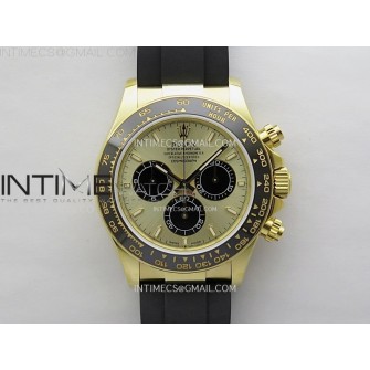 Daytona 126518 QF Gain Weight 1:1 Best Edition Gold Dial Black Subdial Sticks Markers on Oysterflex Strap SH4131 V11