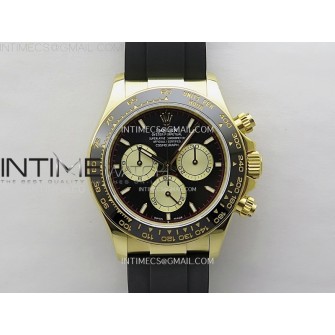 Daytona 126518 QF Gain Weight 1:1 Best Edition Black Dial Gold Subdial Sticks Markers on Oysterflex Strap SH4131 V11