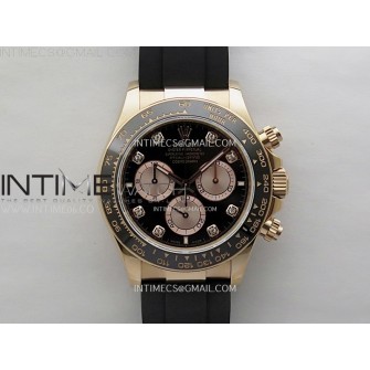 Daytona 126515 QF Gain Weight 1:1 Best Edition Black Dial RG Subdial Diamonds Markers on Oysterflex Strap SH4131 V11