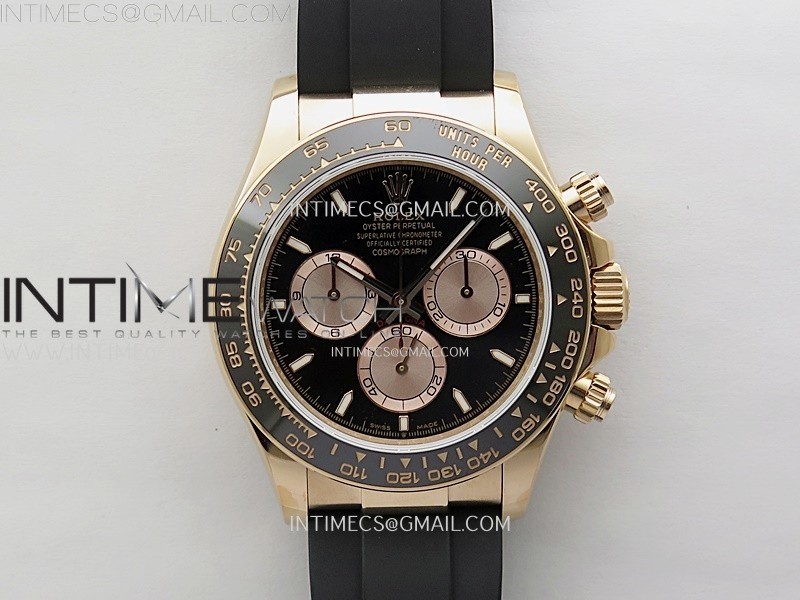 Daytona 126515 QF Gain Weight 1:1 Best Edition Black Dial RG Subdial Sticks Markers on Oysterflex Strap SH4131 V11