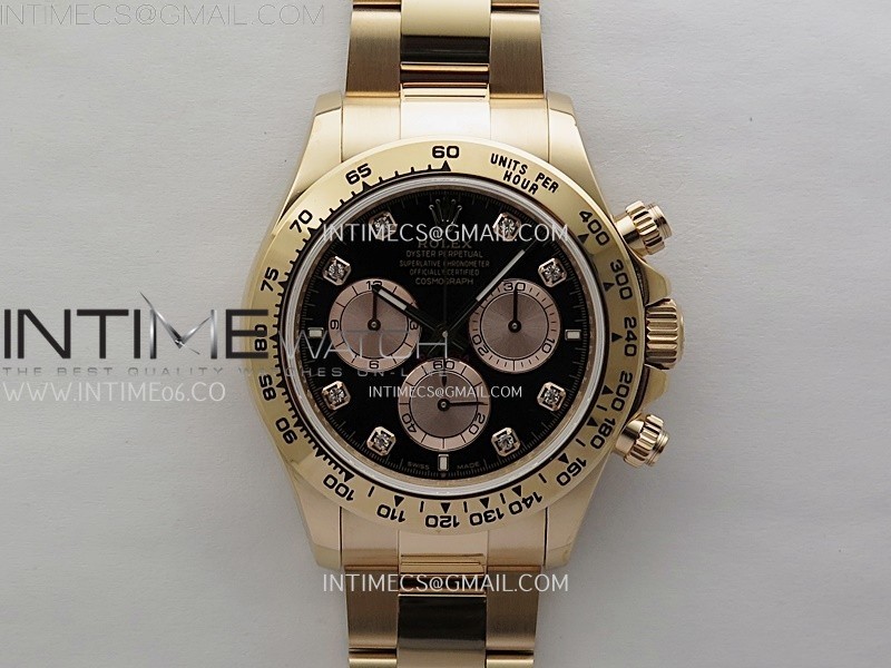 Daytona 126505 Gain Weight RG QF 1:1 Best Edition Bright Black Dial RG Subdial Diamonds Markers on RG Bracelet SH4131 V6