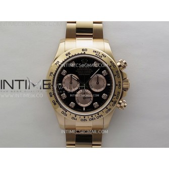 Daytona 126505 Gain Weight RG QF 1:1 Best Edition Bright Black Dial RG Subdial Diamonds Markers on RG Bracelet SH4131 V6