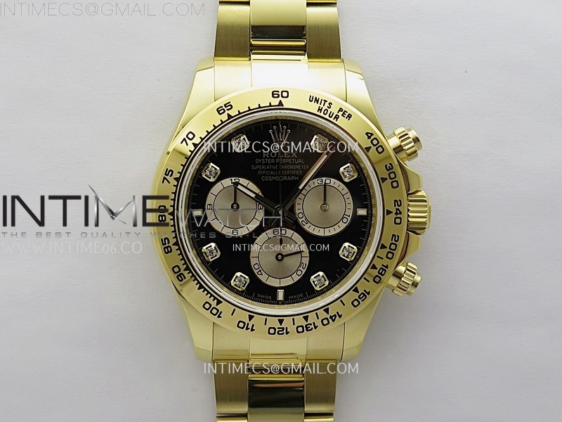 Daytona 126508 Gain Weight YG QF 1:1 Best Edition Black Dial YG Subdial Diamond Markers on YG Bracelet SH4131 V6