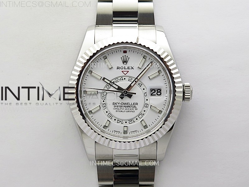 Sky-Dweller 326934 904L SS ZF 1:1 Best Edition White Dial on SS Bracelet Asian 2824